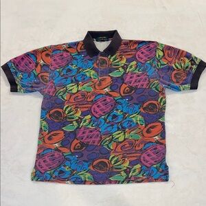 Alexander Julian Multicolor Graphic Polo Shirt, Size M